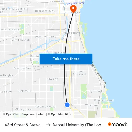 63rd Street & Stewart (East) to Depaul University (The Loop Campus) map