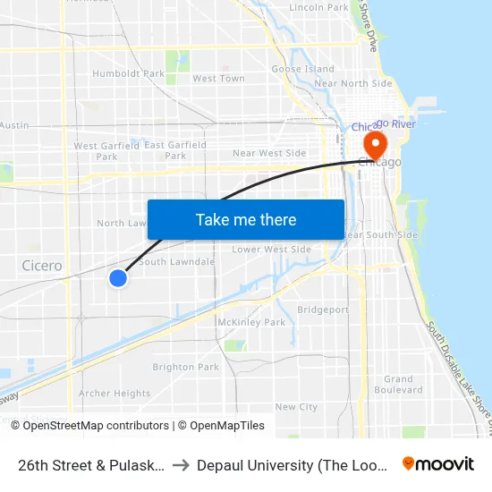 26th Street & Pulaski (West) to Depaul University (The Loop Campus) map