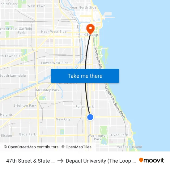 47th Street & State (West) to Depaul University (The Loop Campus) map