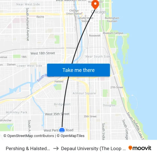 Pershing & Halsted (West) to Depaul University (The Loop Campus) map