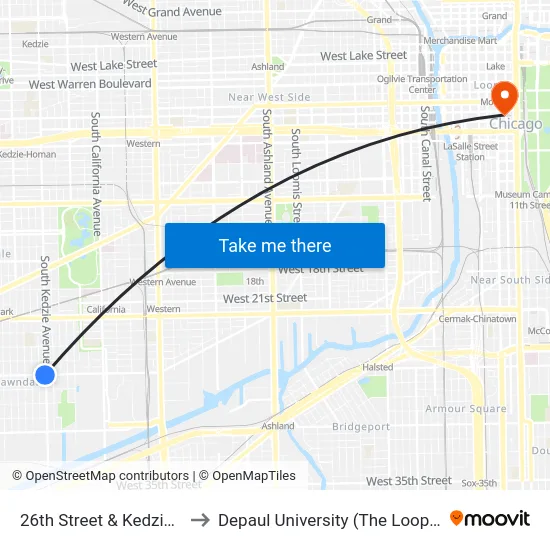 26th Street & Kedzie (West) to Depaul University (The Loop Campus) map