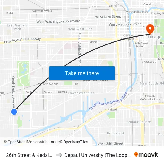 26th Street & Kedzie (East) to Depaul University (The Loop Campus) map