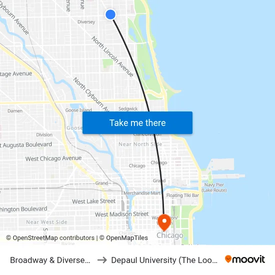 Broadway & Diversey (North) to Depaul University (The Loop Campus) map