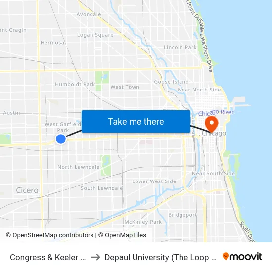 Congress & Keeler (West) to Depaul University (The Loop Campus) map