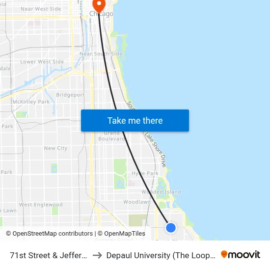 71st Street & Jeffery (East) to Depaul University (The Loop Campus) map
