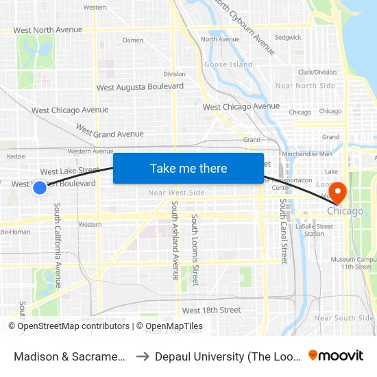 Madison & Sacramento (East) to Depaul University (The Loop Campus) map