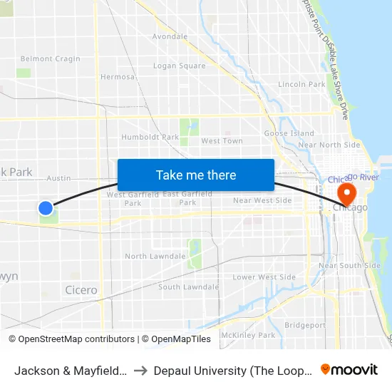 Jackson & Mayfield (West) to Depaul University (The Loop Campus) map