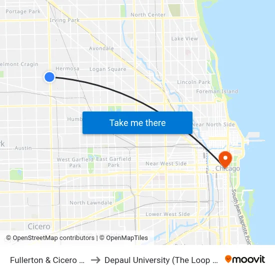 Fullerton & Cicero (West) to Depaul University (The Loop Campus) map