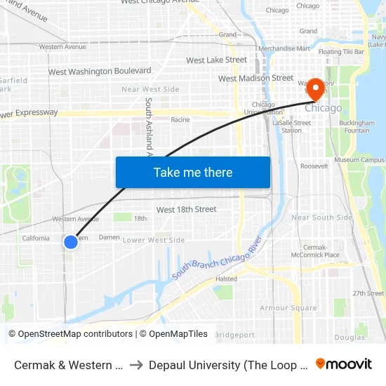 Cermak & Western (West) to Depaul University (The Loop Campus) map