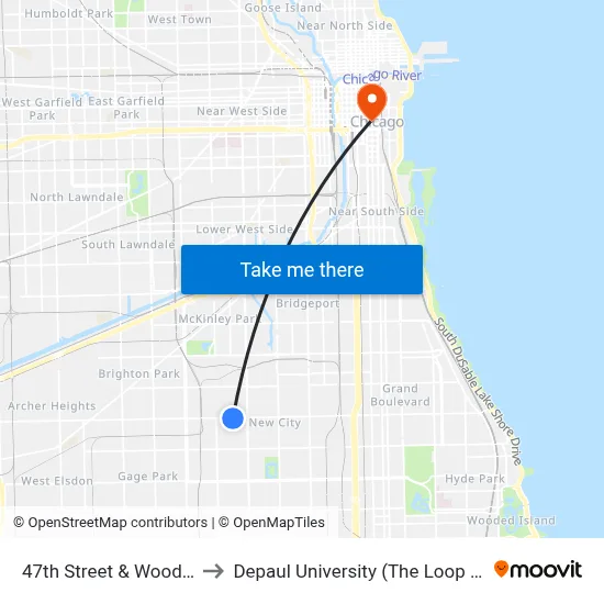 47th Street & Wood (East) to Depaul University (The Loop Campus) map