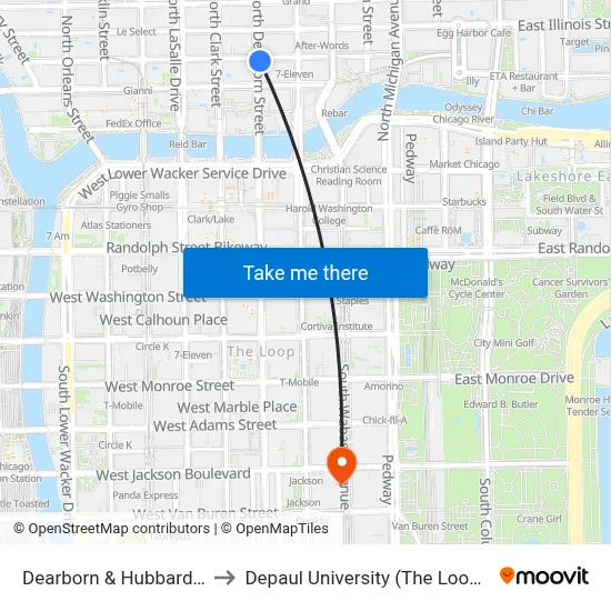 Dearborn & Hubbard (North) to Depaul University (The Loop Campus) map