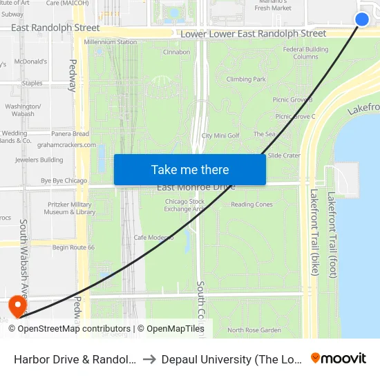 Harbor Drive & Randolph (North) to Depaul University (The Loop Campus) map