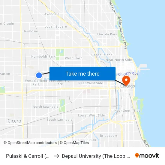 Pulaski & Carroll (North) to Depaul University (The Loop Campus) map