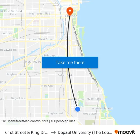 61st Street & King Drive (East) to Depaul University (The Loop Campus) map