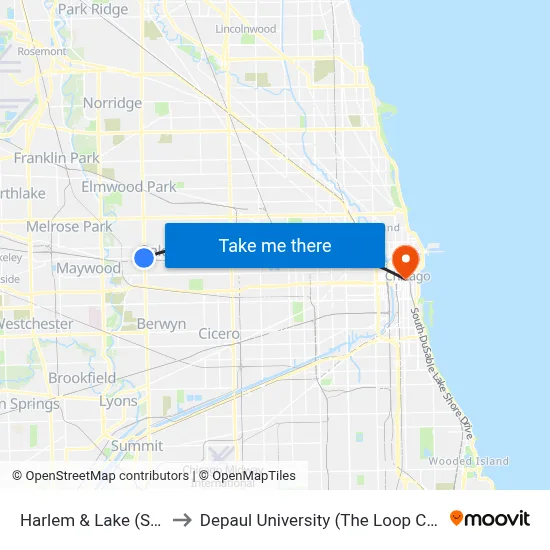 Harlem & Lake (South) to Depaul University (The Loop Campus) map