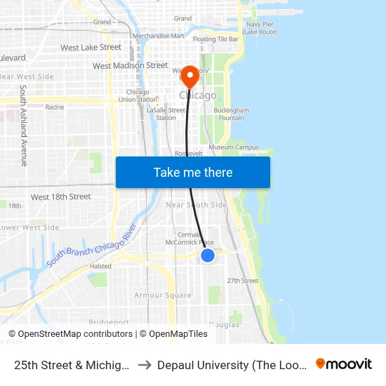 25th Street & Michigan (East) to Depaul University (The Loop Campus) map