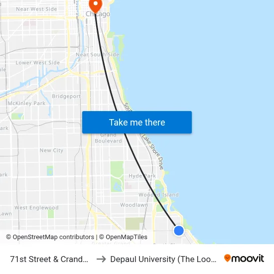 71st Street & Crandon (East) to Depaul University (The Loop Campus) map