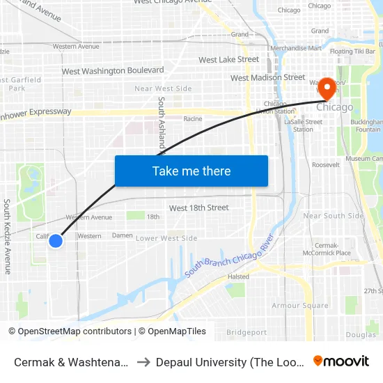 Cermak & Washtenaw (West) to Depaul University (The Loop Campus) map