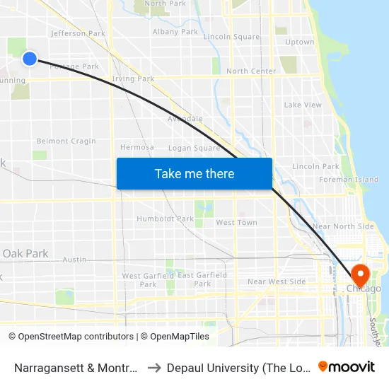 Narragansett & Montrose (North) to Depaul University (The Loop Campus) map