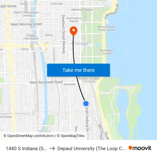 1440 S Indiana (South) to Depaul University (The Loop Campus) map