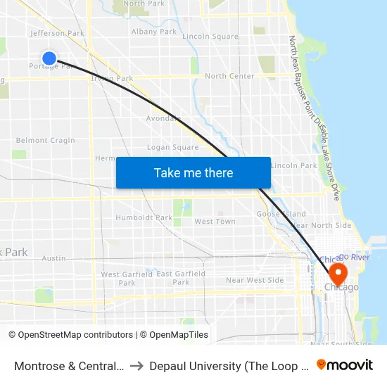 Montrose & Central (East) to Depaul University (The Loop Campus) map