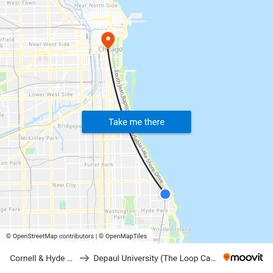 Cornell & Hyde Park to Depaul University (The Loop Campus) map