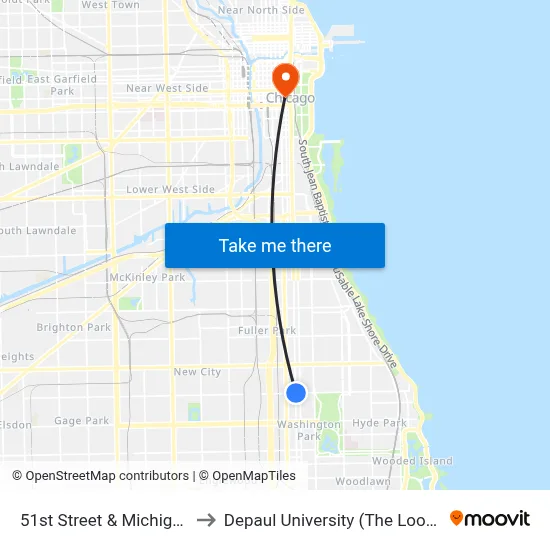 51st Street & Michigan (East) to Depaul University (The Loop Campus) map