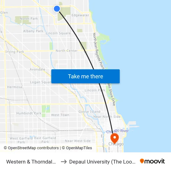 Western & Thorndale (South) to Depaul University (The Loop Campus) map