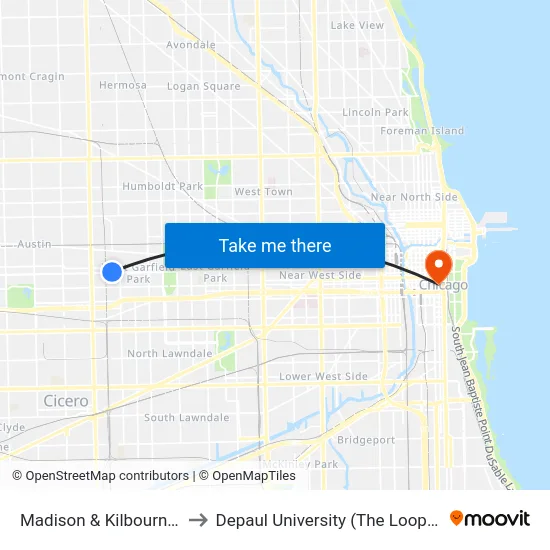 Madison & Kilbourn (West) to Depaul University (The Loop Campus) map