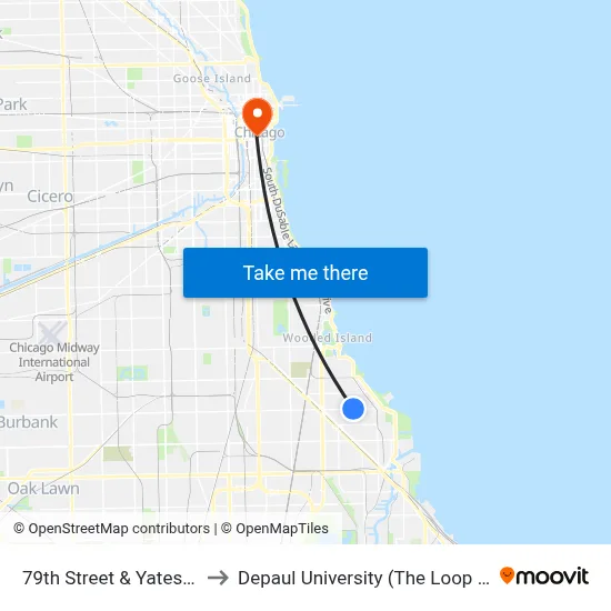 79th Street & Yates (West) to Depaul University (The Loop Campus) map