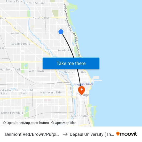 Belmont Red/Brown/Purple Line Station (West) to Depaul University (The Loop Campus) map