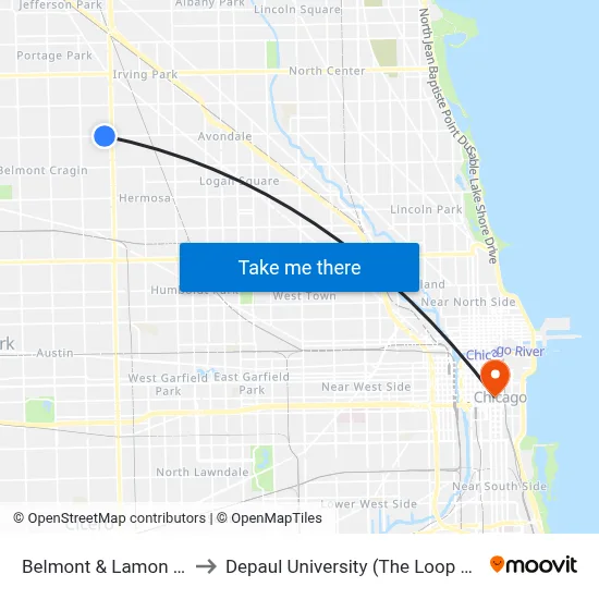 Belmont & Lamon (East) to Depaul University (The Loop Campus) map
