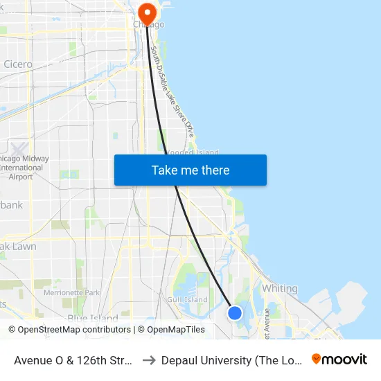 Avenue O & 126th Street (North) to Depaul University (The Loop Campus) map