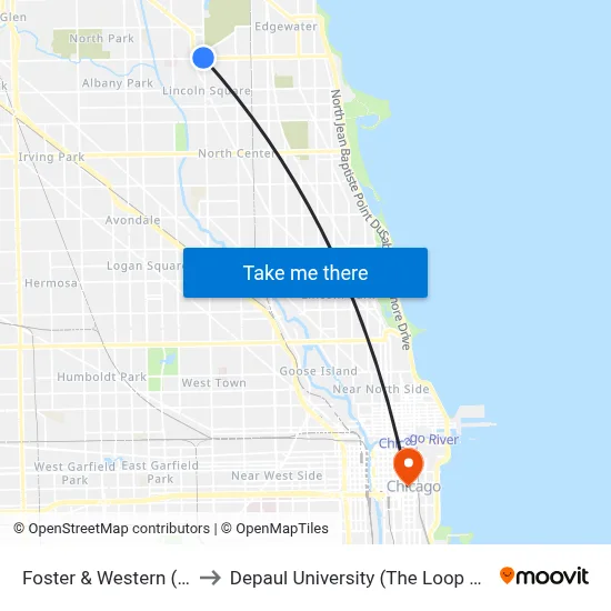 Foster & Western (West) to Depaul University (The Loop Campus) map