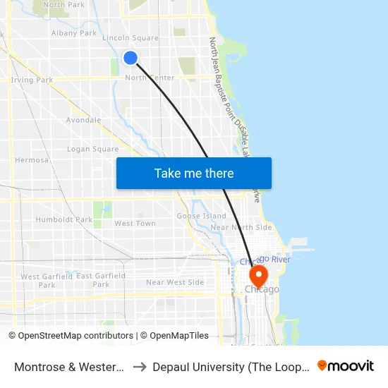 Montrose & Western (East) to Depaul University (The Loop Campus) map