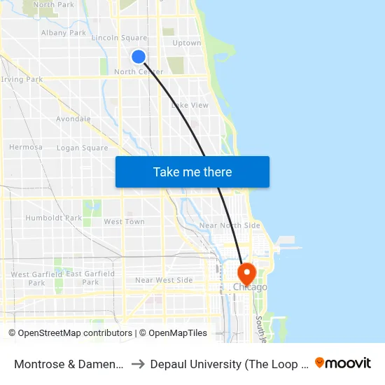 Montrose & Damen (West) to Depaul University (The Loop Campus) map