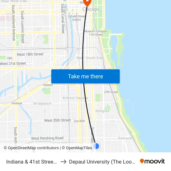 Indiana & 41st Street (North) to Depaul University (The Loop Campus) map