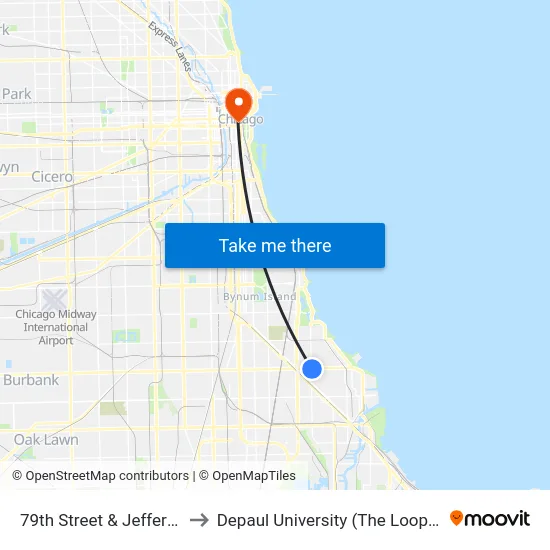 79th Street & Jeffery (East) to Depaul University (The Loop Campus) map