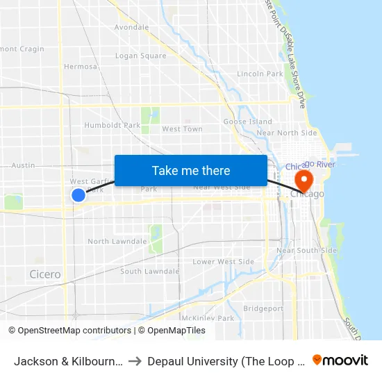 Jackson & Kilbourn (East) to Depaul University (The Loop Campus) map