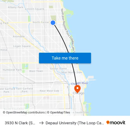 3930 N Clark (South) to Depaul University (The Loop Campus) map