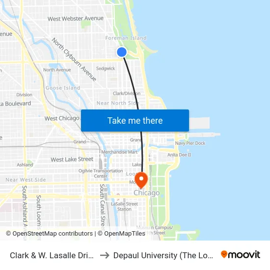 Clark & W. Lasalle Drive (South) to Depaul University (The Loop Campus) map