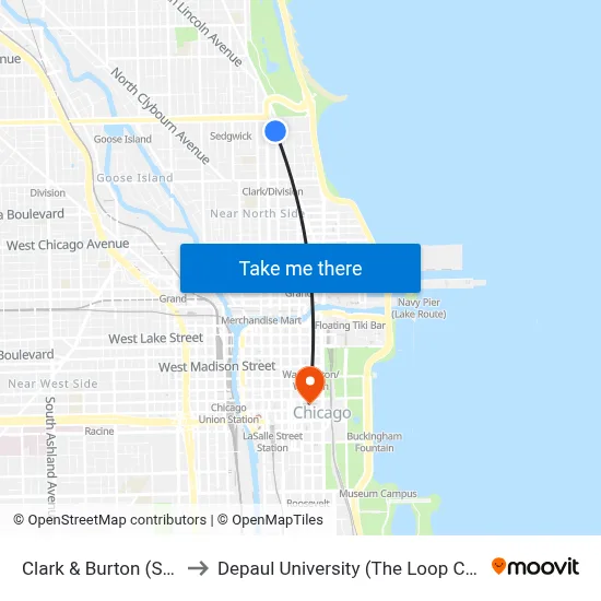 Clark & Burton (South) to Depaul University (The Loop Campus) map