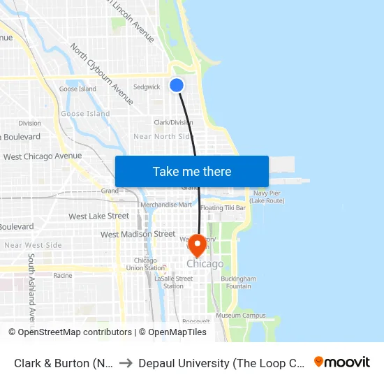 Clark & Burton (North) to Depaul University (The Loop Campus) map