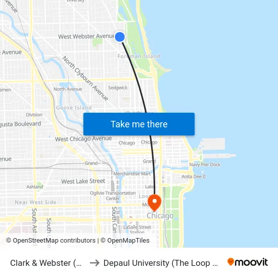 Clark & Webster (North) to Depaul University (The Loop Campus) map