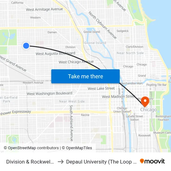 Division & Rockwell (East) to Depaul University (The Loop Campus) map