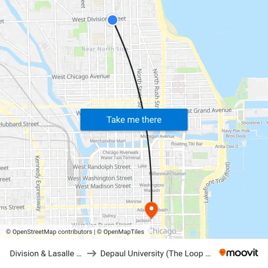 Division & Lasalle (East) to Depaul University (The Loop Campus) map