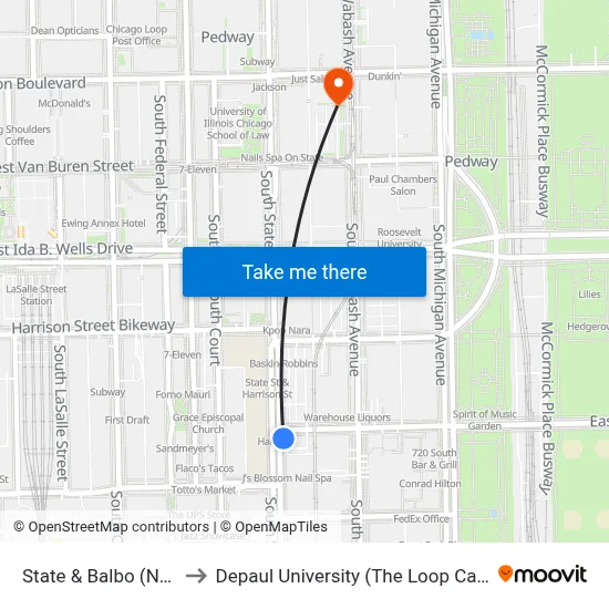 State & Balbo (North) to Depaul University (The Loop Campus) map