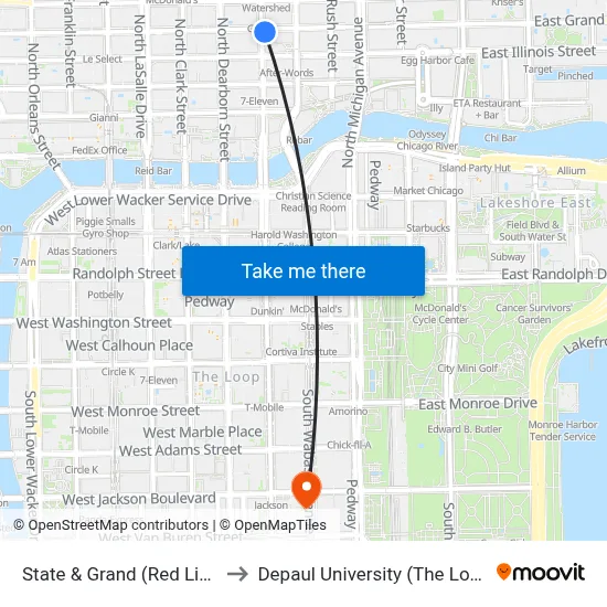 State & Grand (Red Line) (North) to Depaul University (The Loop Campus) map