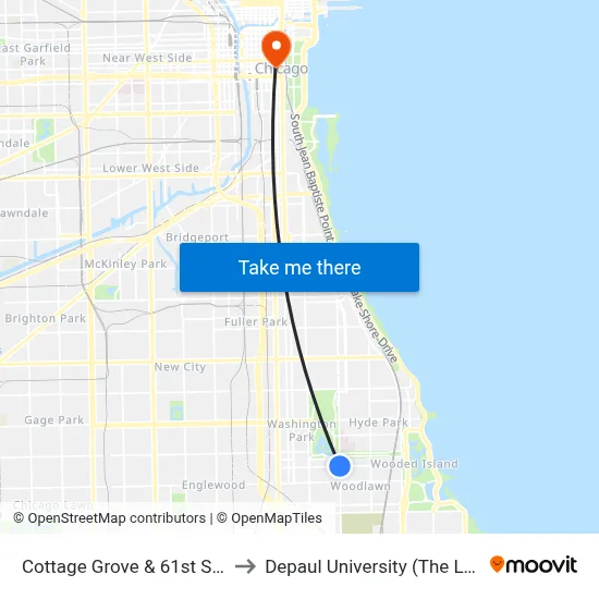 Cottage Grove & 61st Street (South) to Depaul University (The Loop Campus) map