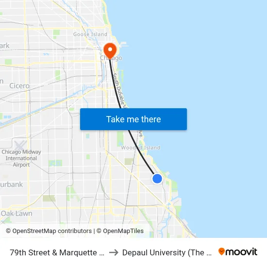 79th Street & Marquette Avenue (West) to Depaul University (The Loop Campus) map